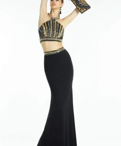 Formal Gowns Alyce Paris - 6578 Two Piece Beaded Halter Jersey Sheath Dress