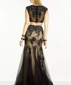 Alyce Paris - 6584 Two Piece Beaded Lace Bateau Trumpet Dress Formal Gowns