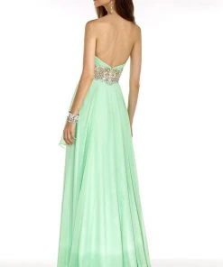 Alyce Paris - 6607 Pleated Beaded Chiffon A-line Dress Formal Gowns