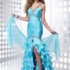 Formal Gowns Alyce Paris - 6643 Ruched Bodice Sexy Back Ruffled Mermaid Gown - 1 Pc Turquoise In Size 4 Available