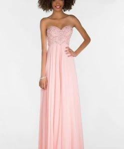 Formal Gowns Alyce Paris 6686 Prom Collection Strapless Chiffon Dress - 1 Pc Rosewater In Size 16 Available