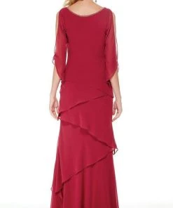 Mother Of The Bride Alyce Paris - Bateau Neck Tiered Chiffon Trumpet Dress 27046SC