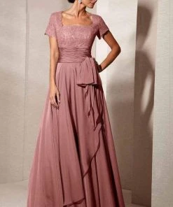 Alyce Paris - Black Label - 29264 Square Neck Lace And Chiffon Gown