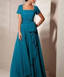 Alyce Paris - Black Label - 29264 Square Neck Lace And Chiffon Gown