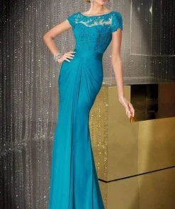 Alyce Paris - Black Label - 29687 Cap Sleeve Floral Drape Gown