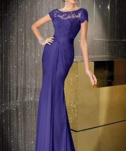 Alyce Paris - Black Label - 29687 Cap Sleeve Floral Drape Gown