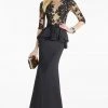 Formal Gowns Alyce Paris - Black Label 5753 Long Peplum Prom Dress With Lace Bodice - 1 Pc Black Nude In Size 10 Available