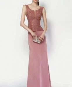 Alyce Paris Cap Sleeve Jeweled Lace Crepe Gown 27105 Formal Gowns