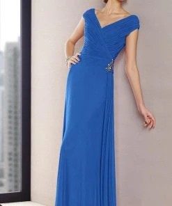 Alyce Paris - Cap Sleeve V-Neck Ruched A-Line Gown 29700 - 1 Pc. Midnight In Size 14 Available