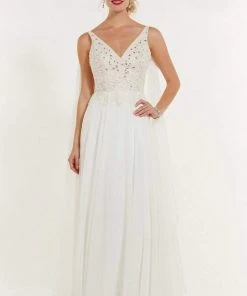 Alyce Paris Cascading Paneled Beaded Chiffon Gown