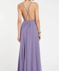 Formal Gowns Alyce Paris - Deep V-Neck Crisscross Back Ruched A-Line Dress 60456 - 1 Pc Premier Blue In Size 2 Available