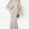 Formal Gowns Alyce Paris - Embellished V-Neck Mother Of The Bride Gown With Sheer Capelet 27170 1 Formal Gowns Alyce Paris - Embellished V-Neck Mother Of The Bride Gown With Sheer Capelet 27170