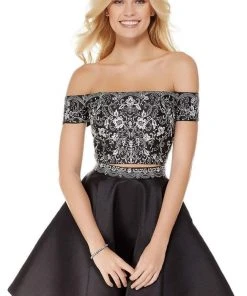 Alyce Paris Embroidered Off Shoulder A-Line Dress 3776 - 1 Pc Rosewater In Size 00 Available Cocktail Dresses