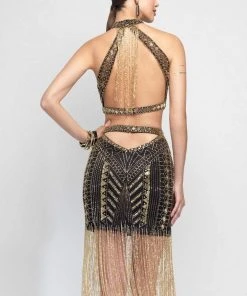 Alyce Paris Halter Neck Two-Piece Beaded Short Dress 2567