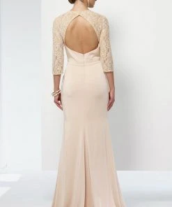 Alyce Paris Long Lace Sleeved Cutout Back Sheath Gown 27156 - 1 Pc Rosewater In Size 14 Available 9 Alyce Paris Long Lace Sleeved Cutout Back Sheath Gown 27156 - 1 Pc Rosewater In Size 14 Available