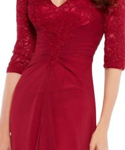 Alyce Paris Quarter Sleeves Lace Chiffon A-line Gown 27234 - 1 Pc Wine In Size 12 Available Formal Gowns 7 Alyce Paris Quarter Sleeves Lace Chiffon A-line Gown 27234 - 1 Pc Wine In Size 12 Available Formal Gowns