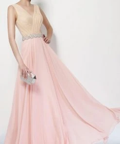 Alyce Paris Rhinestone Belt V Neck Evening Gown Formal Gowns