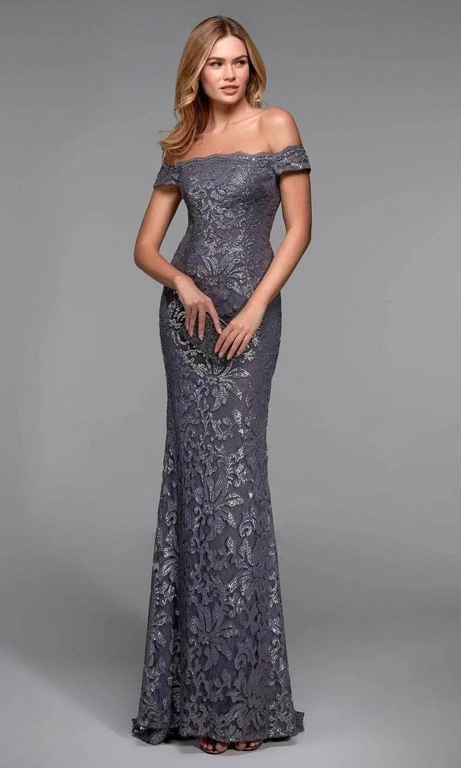 Alyce Paris - Sequined Lace Evening Dress 27485 - 1 Pc Grey-Silver In Size 10 Available Formal Gowns 3 Alyce Paris - Sequined Lace Evening Dress 27485 - 1 Pc Grey-Silver In Size 10 Available Formal Gowns