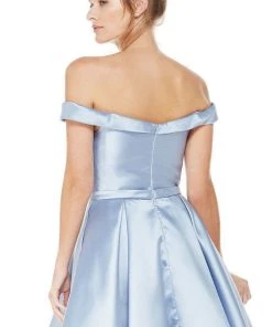 Alyce Paris Sleek Off Shoulder Mikado A-Line Dress 3766 - 1 Pc. French Blue In Size 18 Available Cocktail Dresses