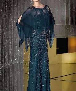 Alyce Paris - Spaghetti Strap Mother Of The Bride Dress With Shawl 29088 - 2 Pcs Blue Coral In Sizes 8 And 10 Available