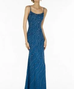 Alyce Paris - Spaghetti Strap Mother Of The Bride Dress With Shawl 29088 - 2 Pcs Blue Coral In Sizes 8 And 10 Available