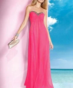 Formal Gowns Alyce Paris - Strapless Bejeweled Silky Chiffon Sweetheart Long Gown 35592
