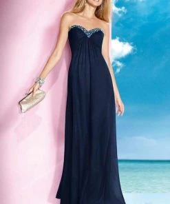 Formal Gowns Alyce Paris - Strapless Bejeweled Silky Chiffon Sweetheart Long Gown 35592