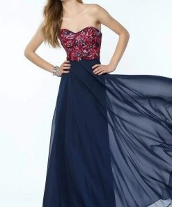 Formal Gowns Alyce Paris - Strapless Sweetheart Beaded Embroidered Gown - 1 Pc Navy Multi In Size 4 Available