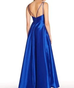 Alyce Paris - Surplice Bodice Taffeta High Slit A-Line Gown 60094