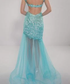 Formal Gowns Alyce Paris - Trendy Queen Anne Lace Convertible Dress With Detachable Tulle Train 2442 7 Formal Gowns Alyce Paris - Trendy Queen Anne Lace Convertible Dress With Detachable Tulle Train 2442