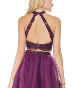 Alyce Paris Two Piece Lace High Halter Cocktail Dress 3803
