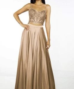 Alyce Paris - Two Piece Ornate Bodice Dress 60777 - 1 Pc Rosegold In Size 0 Available