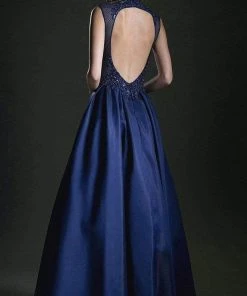 Andrea And Leo - 5175 Embroidered High Neck Mikado Ballgown