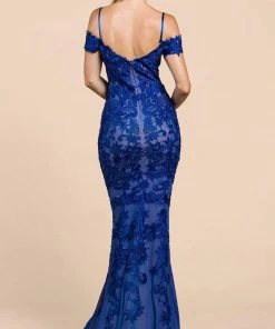 Andrea And Leo - A0258 Lace Embellished Off-Shoulder Trumpet Dress Formal Gowns