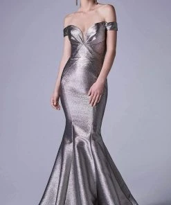 Formal Gowns Andrea And Leo - A0725 Off-Shoulder Metallic Jacquard Mermaid Gown