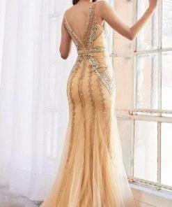 Formal Gowns Andrea And Leo - A0756 Plunging V Neck Trumpet Dress