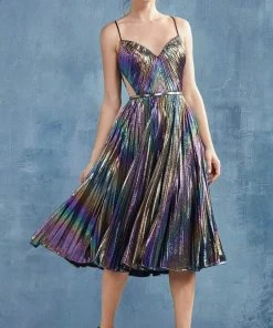 Cocktail Dresses Andrea And Leo - A0864 V Neck Pleated A-Line Dress 9 Cocktail Dresses Andrea And Leo - A0864 V Neck Pleated A-Line Dress