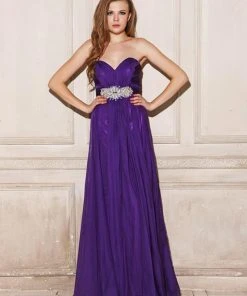 Formal Gowns Angela & Alison - 21037 Strapless Ruched Sweetheart Empire Gown