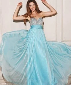 Formal Gowns Angela & Alison - 21050 Ornate Strapless Ruched Waist Long Gown