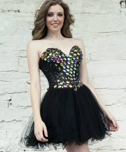 Angela & Alison - 21064 Strapless Corset Bodice Bejeweled Dress