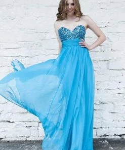 Angela & Alison - 21075 Strapless Jewel Crusted A-Line Dress Formal Gowns