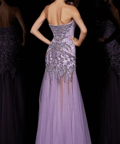 Angela & Alison - 41001 Strapless Crystal-Festooned Tulle Gown Formal Gowns