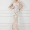 Angela & Alison - 41002 Strapless Adorned Applique Sheath Gown Formal Gowns