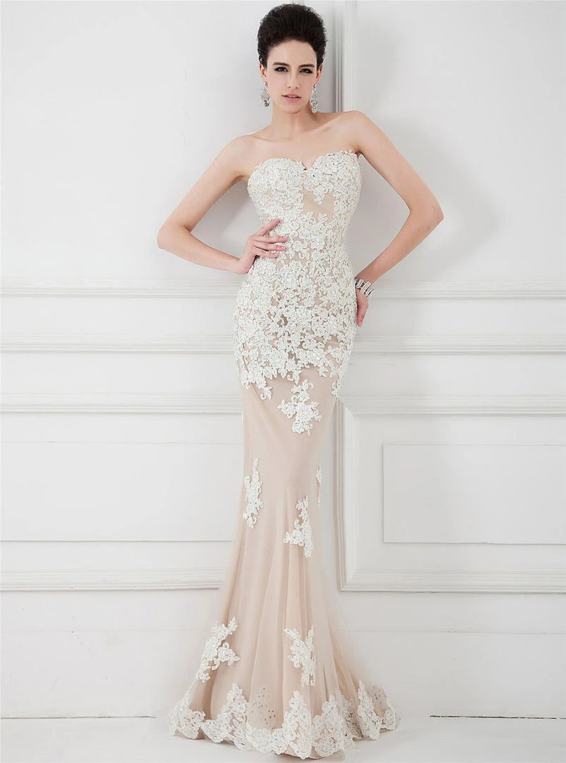 Angela & Alison - 41002 Strapless Adorned Applique Sheath Gown Formal Gowns 3 Angela & Alison - 41002 Strapless Adorned Applique Sheath Gown Formal Gowns