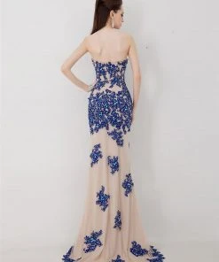 Angela & Alison - 41002 Strapless Adorned Applique Sheath Gown Formal Gowns 14 Angela & Alison - 41002 Strapless Adorned Applique Sheath Gown Formal Gowns