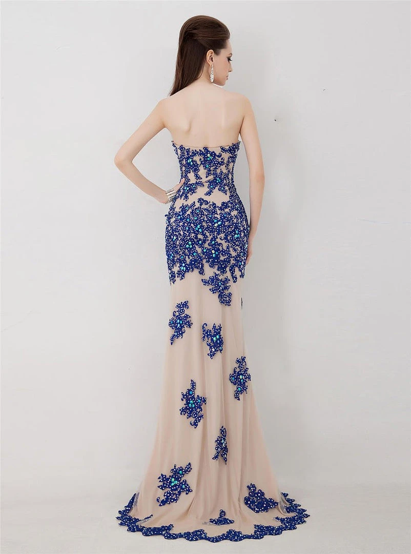 Angela & Alison - 41002 Strapless Adorned Applique Sheath Gown Formal Gowns 6 Angela & Alison - 41002 Strapless Adorned Applique Sheath Gown Formal Gowns