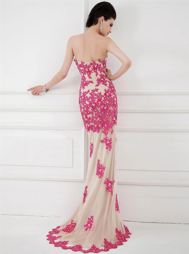 Angela & Alison - 41002 Strapless Adorned Applique Sheath Gown Formal Gowns 9 Angela & Alison - 41002 Strapless Adorned Applique Sheath Gown Formal Gowns