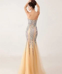 Angela & Alison - 41008C Bedazzled Sweetheart Mermaid Dress