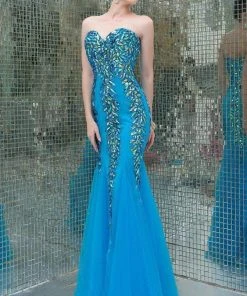 Angela & Alison - 41008C Bedazzled Sweetheart Mermaid Dress