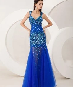 Angela & Alison - 41025 Jewel Adorned Trumpet Tulle Gown 16 Angela & Alison - 41025 Jewel Adorned Trumpet Tulle Gown